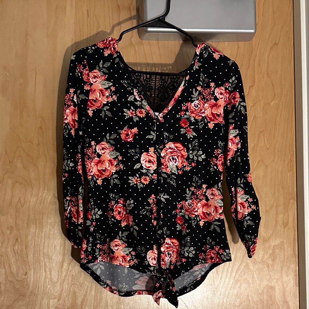 Floral Black and Pink Women's Top
